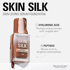 Makeup Revolution, Skin Silk Serum Foundation, Light to Medium Coverage, Contains Hyaluronic Acid