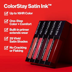 Revlon ColorStay Satin Ink Liquid Lipstick, Longwear Rich Lip Colors, Formulated with Black Currant Seed Oil, 023 Up All Night