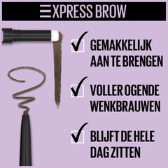 Maybelline Express Brow Ultra Slim Defining Natural Fuller Looking Brows Eyebrow Pencil 04 Medium Brown