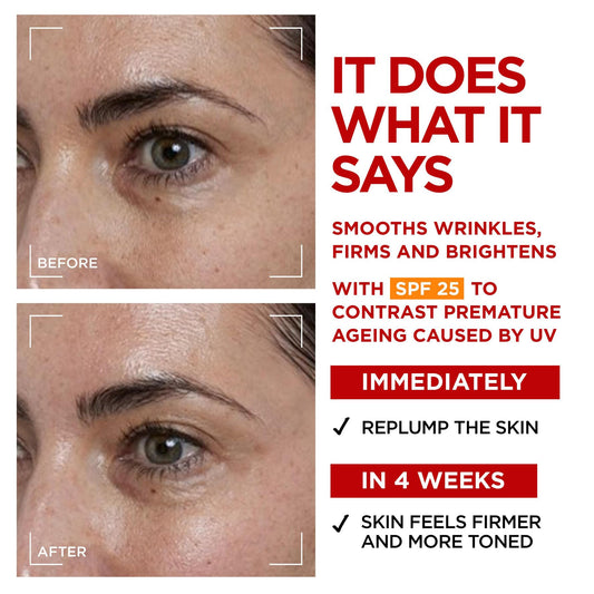 L’Oréal Paris Revitalift Laser Triple Action Anti-Ageing SPF 25 Cream, Smooth Wrinkles, Firm and Radiant Skin, Pro-Retinol, Hyaluronic Acid and Vitamin C, 50ml