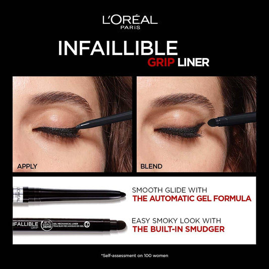 L’Oreal Paris Infallible Grip 36h Gel Automatic Eyeliner, Semi Permanent, Intense Black