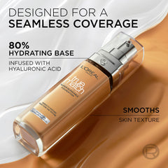 L'Oréal Paris Foundation for Face, Skincare Infused with Hyaluronic Acid, True Match Hydrating Liquid Foundation for All Skin Tones, SPF 16, 0.5C Porcelain Rose, 30 ml