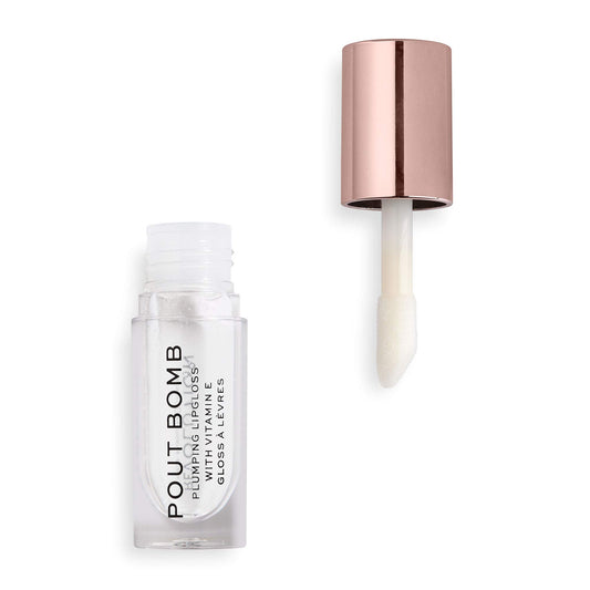 Revolution Beauty, Pout Bomb Plumping Lip Gloss, High-Shine for Glossy, Fuller & Plump Lips with Hyaluronic Acid & Peptides, Vegan & Cruelty-Free