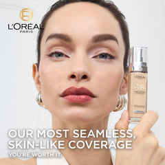 L'Oréal Paris Foundation for Face, Skincare Infused with Hyaluronic Acid, True Match Hydrating Liquid Foundation for All Skin Tones, SPF 16, 0.5C Porcelain Rose, 30 ml
