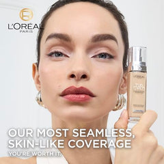 L'Oréal Paris Foundation for Face, Skincare Infused with Hyaluronic Acid, True Match Hydrating Liquid Foundation for All Skin Tones, SPF 16, 0.5C Porcelain Rose, 30 ml
