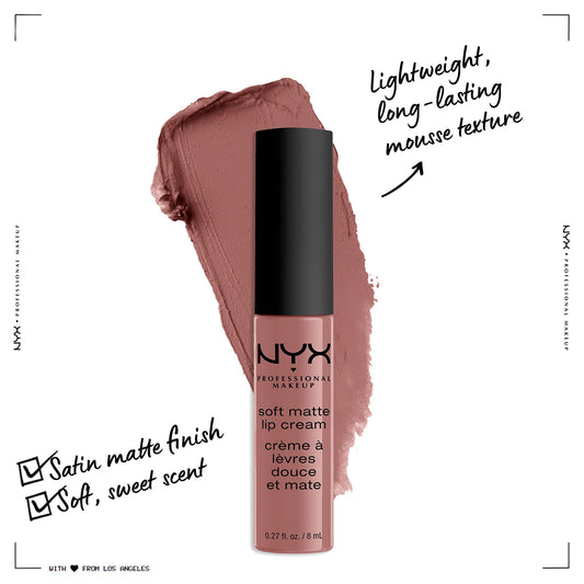NYX Professional Makeup Soft Matte Lip Cream, Creamy and Matte Finish, Highly Pigmented Colour, Long Lasting, Vegan Formula