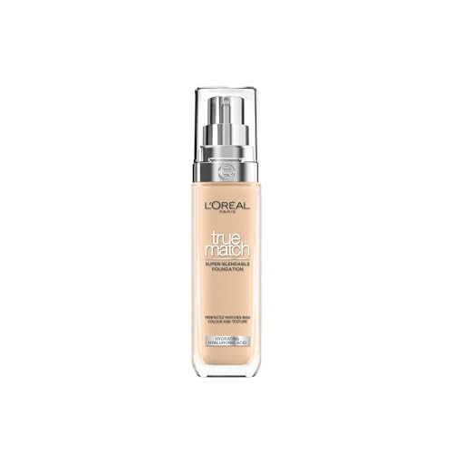 L'Oreal Paris True Match Liquid Foundation, Skincare Infused with Hyaluronic Acid, SPF 17, Available in 40 Shades