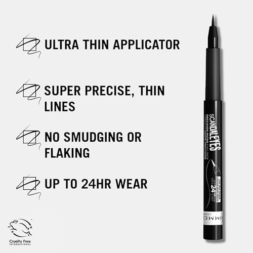 Rimmel - Scandal'eyes Precision eyeliner - Ultra precise felt tip - Long Wear, no burr - 001 Black - 1.1ml, Liquid