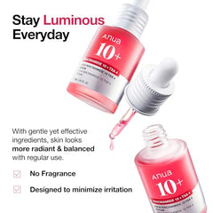 ANUA 10% Niacinamide+ 4% TXA Serum, Ceramide, Hyaluronic Acid, Tranexamic Acid, Vitamin B12 Natural color, Korean Glass Skin, Fragrance-Free, Dark Spot Serum, Korean Skincare, 30ml /1.01 fl.oz.