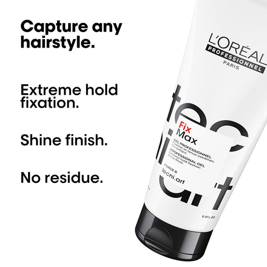 L'Oréal Professionnel Tecni.ART Fix Max Styling Gel, Adds High Shine Finish, No Residue, 200ml