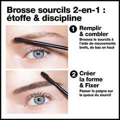 Revlon ColorStay Brow Fiber Filler, Longwearing & Volumising Waterproof Eyebrow Gel, 306 Clear