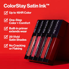 Revlon ColorStay Satin Ink Liquid Lipstick, Longwear Rich Lip Colors, Formulated with Black Currant Seed Oil, 023 Up All Night