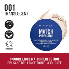 Rimmel Match Perfection Loose Setting Powder, Lightweight & Breathable, Matte Finish, Vegan-Friendly Makeup, 18g