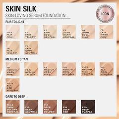 Makeup Revolution, Skin Silk Serum Foundation, Light to Medium Coverage, Contains Hyaluronic Acid